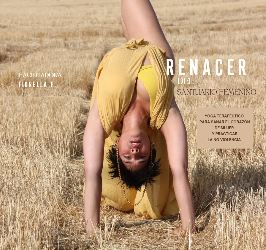 Taller de Yoga terapetutico y Energía Femenina Despierta tu Poder Interior 1 Mujer practicando yoga en un entorno natural con temática de energía femenina, durante un taller.